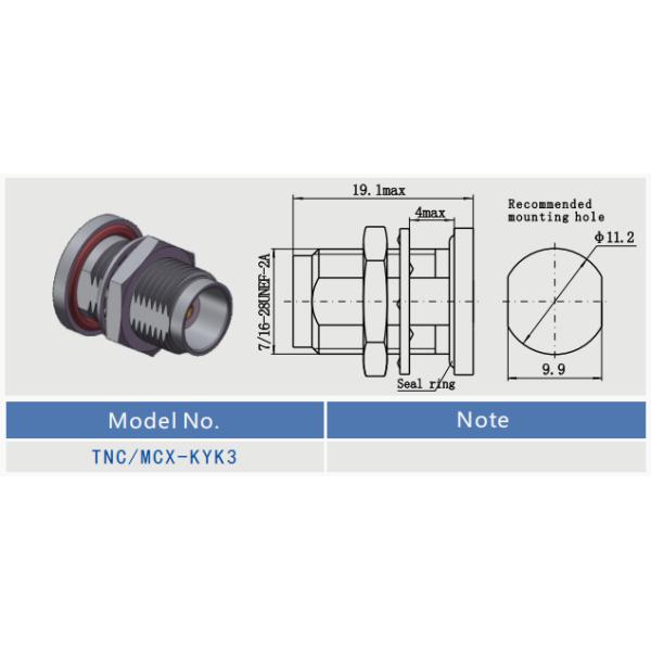 Bulkhead Mount TNC To MCX Female / Jack To Female / Jack RF Coaxial Adapters Up To 6GHz