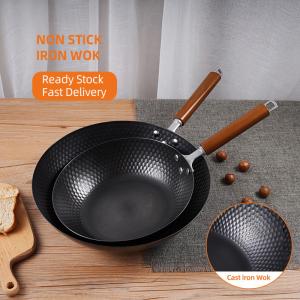 China Best Selling Cast Iron Cooking Pan Black Extra Large Wok Cocina Non-Stick Frying Pan Kitchen Wok Pan on sale