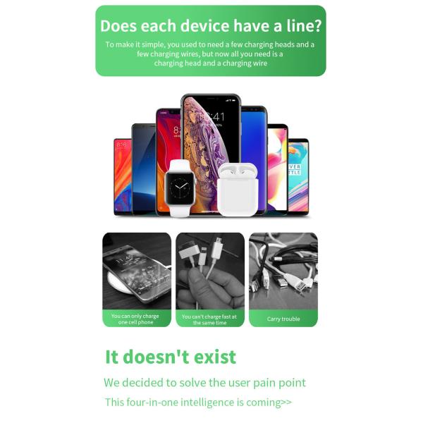 6in1 Multi Function Pen Holder Wireless Charger Fast Charging For Apple