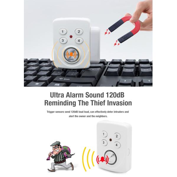 120dB Door Window Magnet Vibration Mini Alarm with Programmable Security Code CX306V