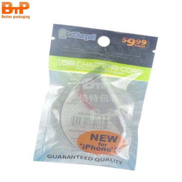 Custom logo Waterproof Plastic Bag for Mobile Phone with Zipper for Mobile Mobile Phone Shell and USB Cable