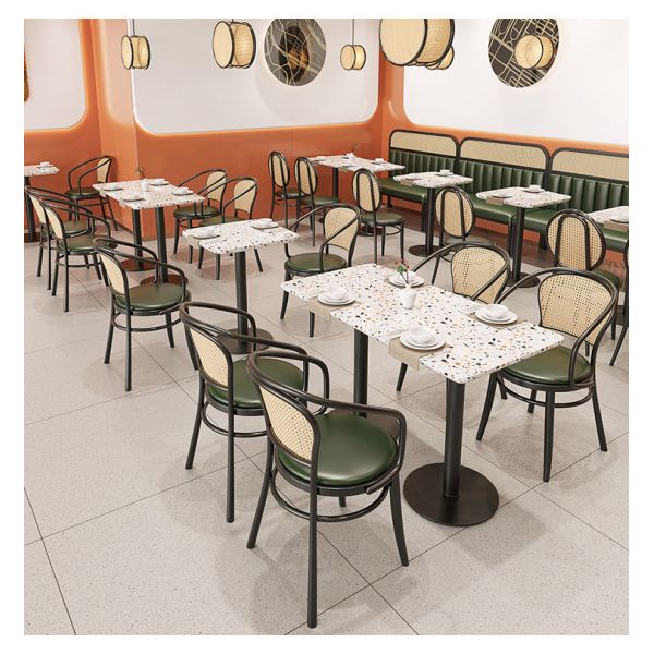 Restaurant Cafe Woven Rattan Bench Sofa Modern Dining Room Catering Sets Booth Seating