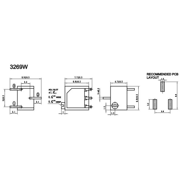 3269 Series 0.25w 10k 20k 50k Ohms trimpot cermet Trimmer Potentiometer