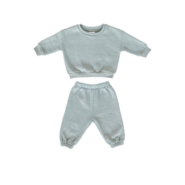 Custom Fleeced Cotton Crew Neck Pullover Sweatsuit 2PCS For Mommy And Me