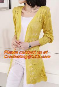 Buy cheap Fashion Knitted Cardigan Loose Pocket Hollow Long Sleeve Women Sweater Female Cardigans Women