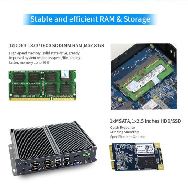 IBOX-1126 J1900 Industrial Fanless Mini PC with Quad-Core Processor, 4 USB 2.0 Ports, and DDR4 Memory