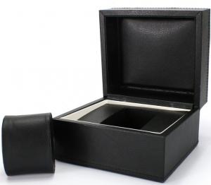 China Stamped Finish Black Mens Leather Watch Box With Logo OEM ODM Available on sale