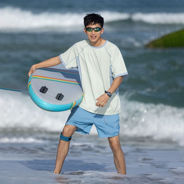 Men's Raglan Sleeve Color Block T-shirt Fine Stripe Polyester Quick Dry Antibacterial Outdoor Short Sleeve Custom OEM