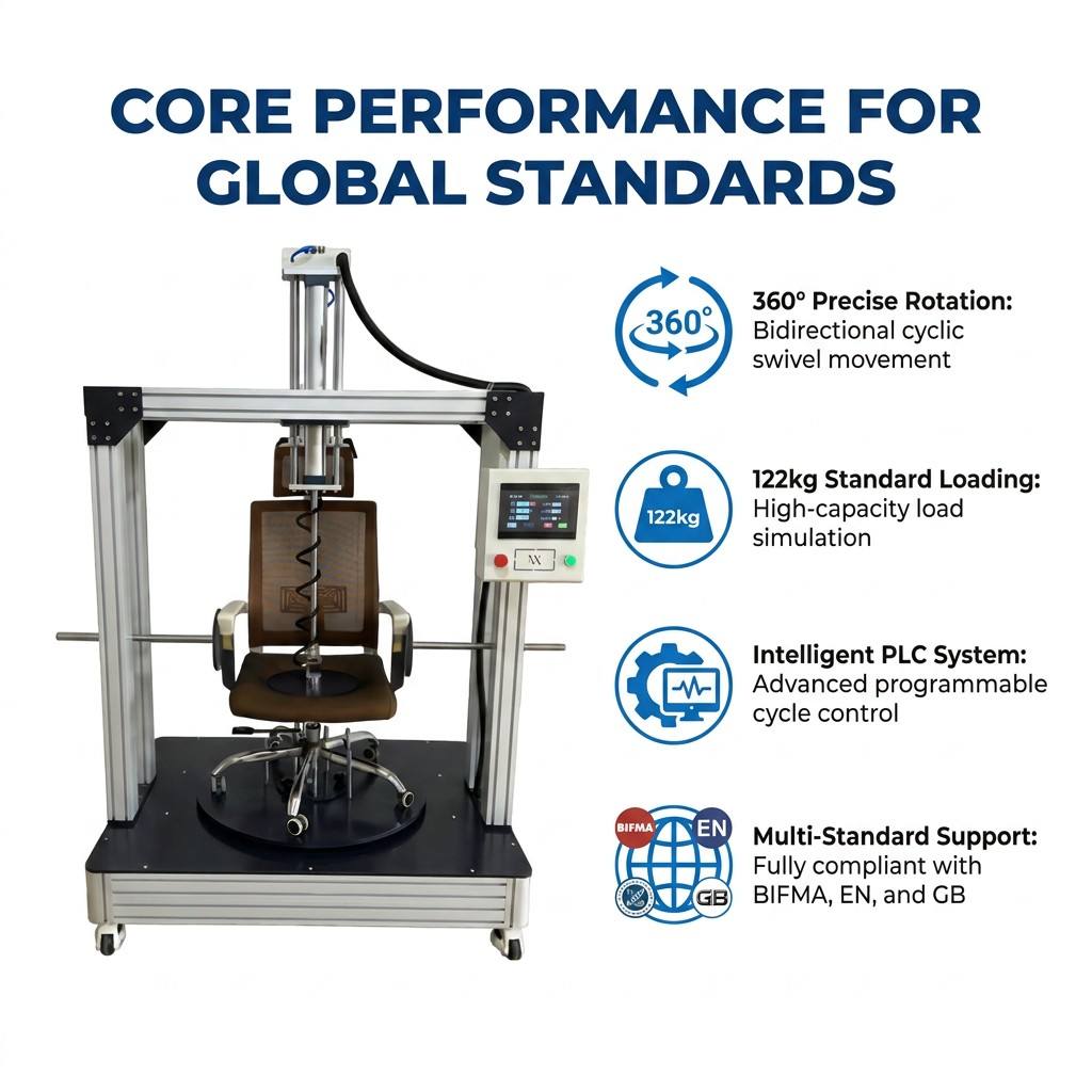 Automatic Chair Rotation Fatigue Testing Machine with 200kg Load for Swivel Chair Life Cycle Test