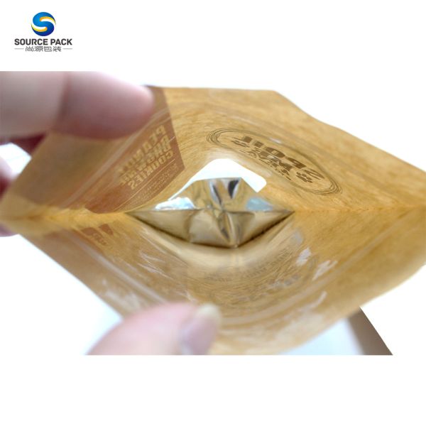 Moisture Proof Stand Up Pouch Kraft Ppaer Bag Resealable With Window