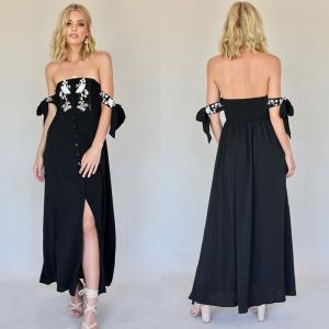 Buy cheap New Boho Off Shoulder Summer Backless Maxi Dresses With Tie Up Sleeves product