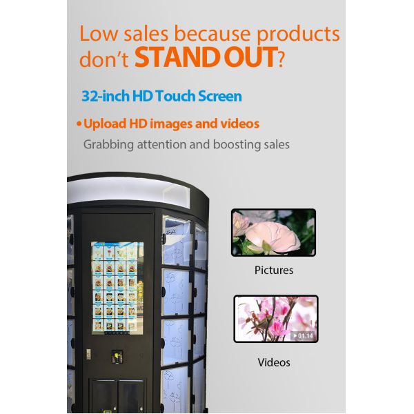 Customized Locker Compartments Smart Flower Dispenser with Built-in Cooling System and QR Code Payment