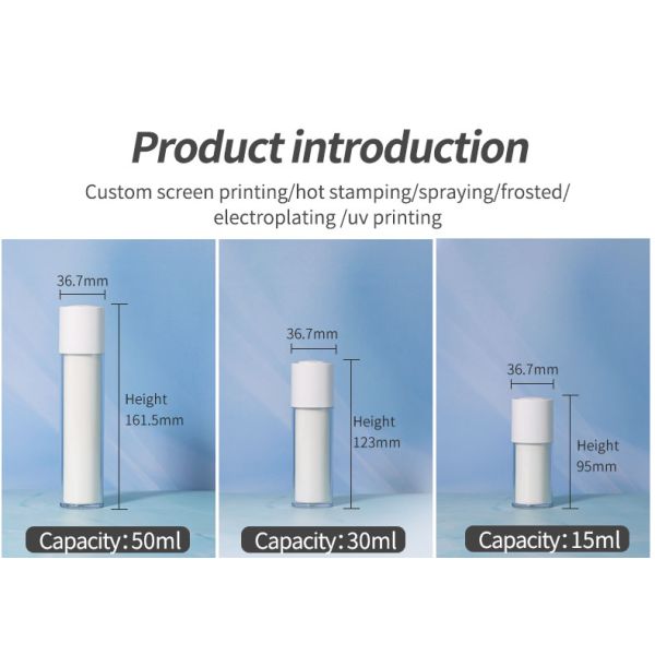 15ml 30ml 50ml White Airless Bottle Cosmetic Cream Plastic Bottle For Skincare Packaging