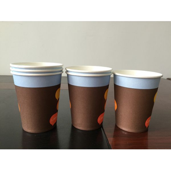 7.5 oz Single Wall Paper Cups , Take Away Coffee Hot Paper Cups Full Color Printing