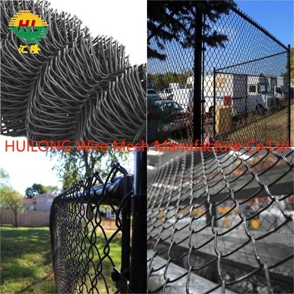 Plastic Coated Hot Dipped Galvanized Chain Link Fence Roll 50ft Black 5 Foot