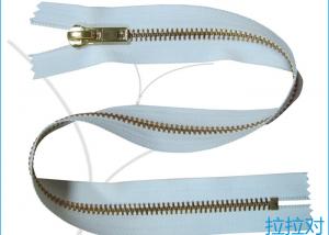 Long Metal 8# Golden Big Teeth Zipper Close End White Tape For Garment / Textile