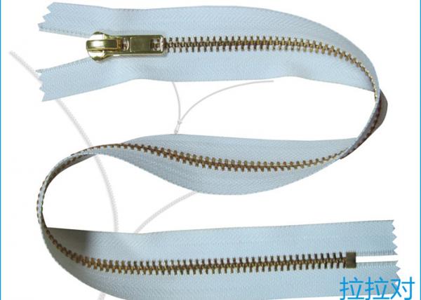 Quality Long Metal 8# Golden Big Teeth Zipper Close End White Tape For Garment / Textile for sale