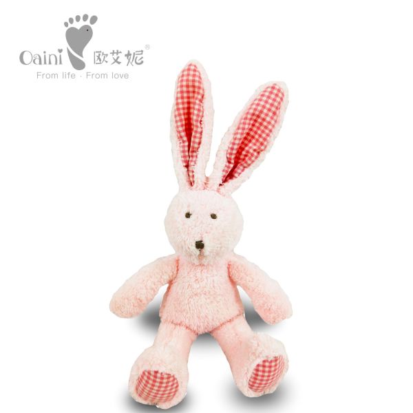 Eco Friendly Cute Soft Toys Pink Bunny Stuffed Animal 19 X 28cm