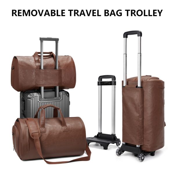 OEM Rolling Garment Male Travel Duffle Bag With Trolley Sleeve Multipurpose
