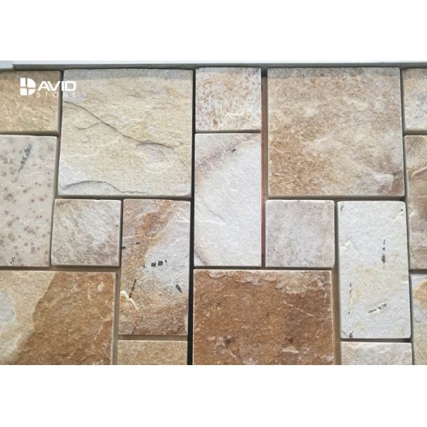 Rectangle Sandstone Cultured Stone For Wall Decor Big And Small Bars Combination