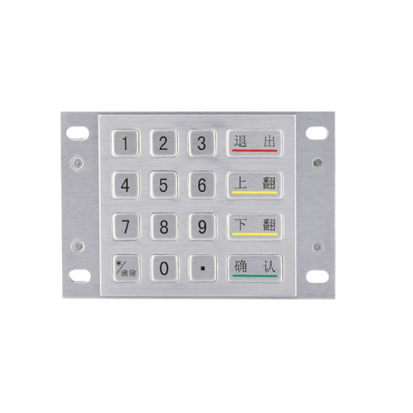 IP65 Waterproof Dust-Proof Payment Kiosk Encrypted EPP Metal PIN Pad With 16 Keys