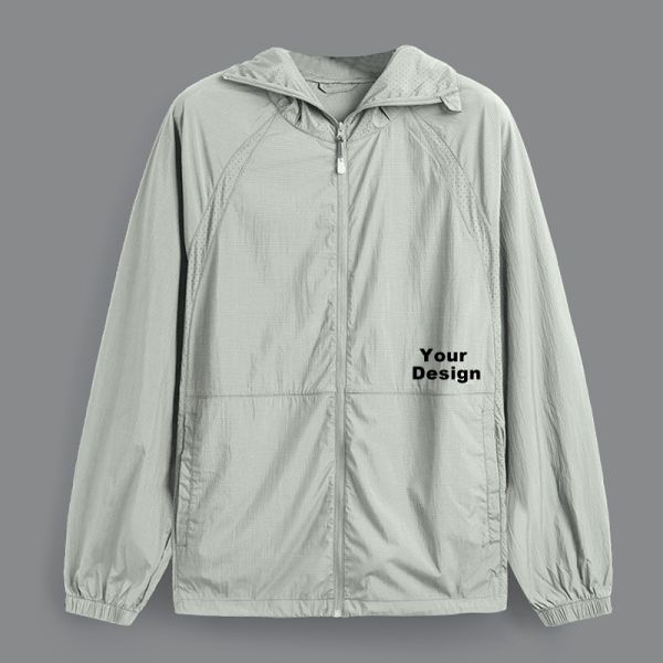 Custom UPF 50+ UV Protection Jacket 63% Polyester 37% Nylon Lightweight Windproof Sun Protection Hoodie Outdoor Custom Logo Skin Coat