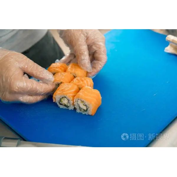 White Blue OEM Sushi PE TPE Disposable Vinyl Gloves