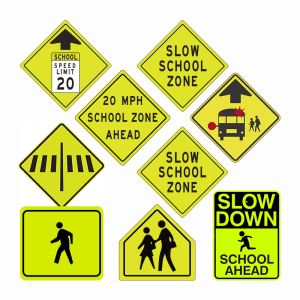 Buy cheap Slow Down Crossing Reflective Warning Signs For School Zone Aluminum Custom product