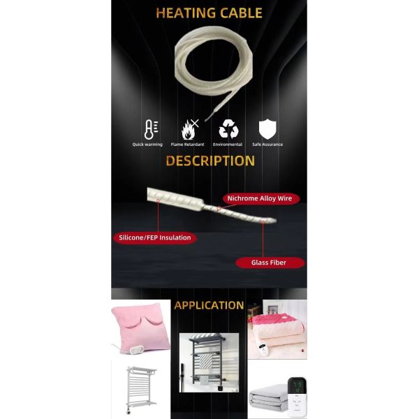 15K 25ohm Carbon Fiber Silicone Insulated Seat Heater Low Wattage Applications Wire