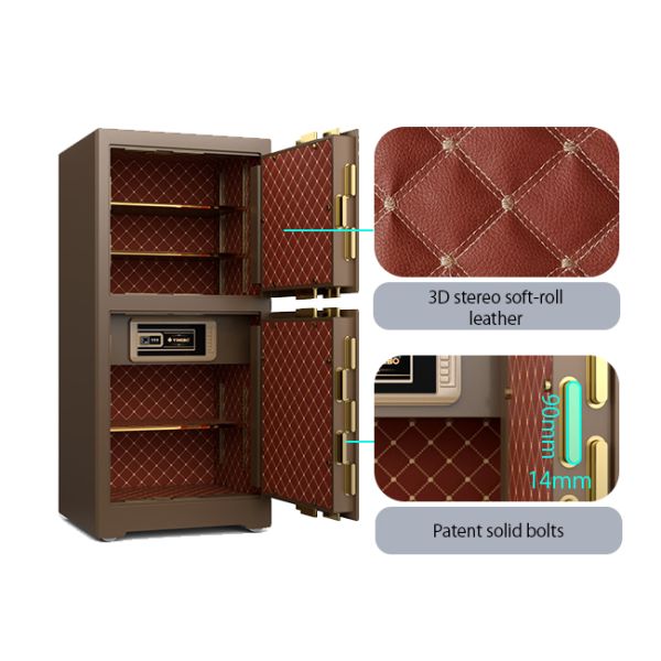 Fingerprint Lock Commercial Safe Box 3D Stereo Soft-Roll Leather Adjustable Shelves