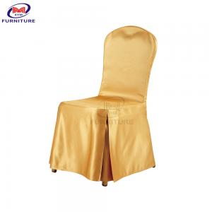 China Pleated Skirt Golden Chair Cover Smooth Polyester Chair Covers And Sashes on sale