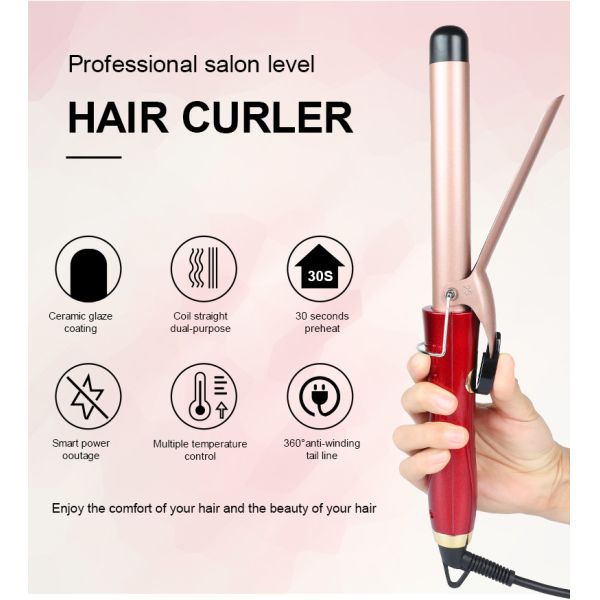Electric Ceramic Wave Wand Curling Iron Rotate Wave Styler with LCD Display