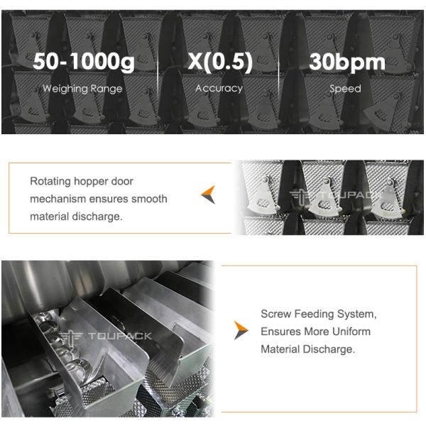 Octopus Multi-head Weigher 7 Head Flip Type Combination Scale Seafood Back Seal Bag Packing Machine