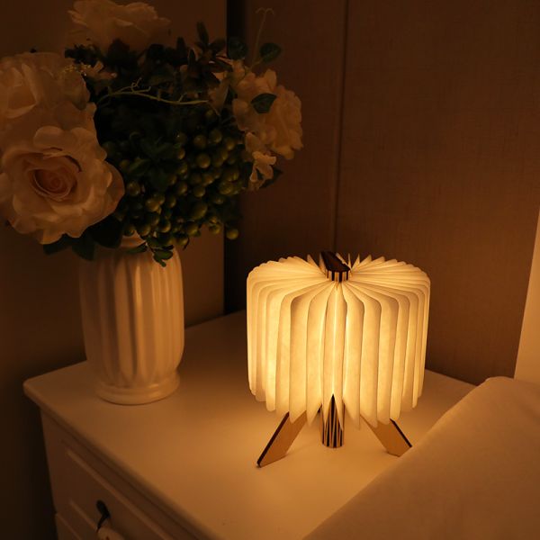 Timber Folding LED Table Origami Paper Light Fixture Reading Lamp Custom