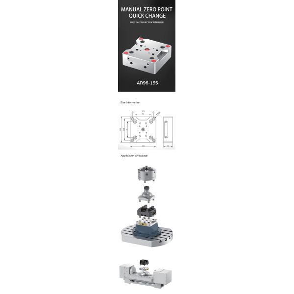 4 Axis 155mm Quick Change Fixture Clamps Manual Zero Point Fixture
