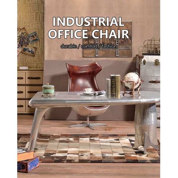 Nidea #8870 Retro Industrial Loft Style Adjustable Height Egg Office Chair with Metal Legs for Home Office and Living Room