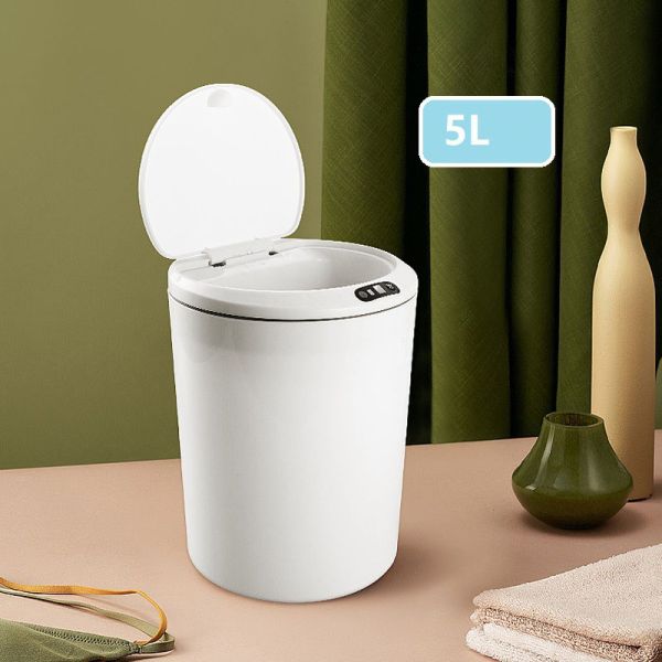Home Living Room Creative Light Luxury Style With Lid Desktop Smart Trash Can Car Sensor Automatic Trash Can