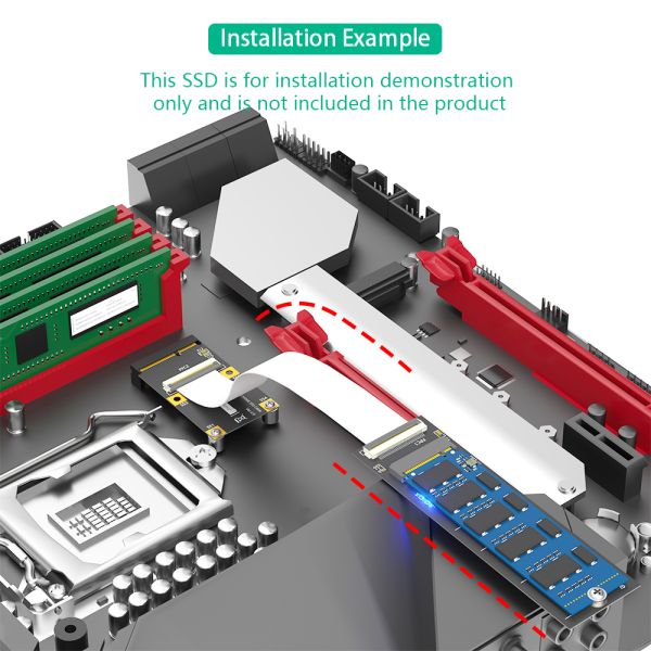 M.2 NVME SSD to Mini PCIe Adapter with 3.3V Power LED