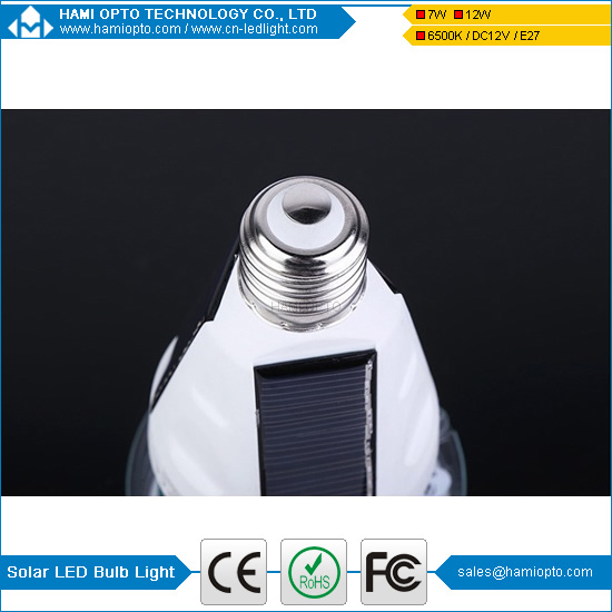 12W E27 Solar Powered LED Bulb, Rechargeable Emergency Lights Lamp for Camping/Hiking/Solar Barn/Tent/Fishing/Emergency