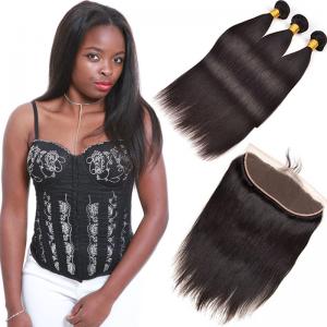 China 8A Real Indian Human Hair Extensions 3 Piece Lace Frontal Full Cuticle Aligned on sale