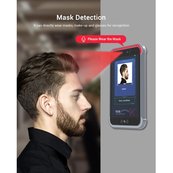 FCC RoHS Facial Recognition Door Entry Access Control With 8.0 Inch Touchable Screen
