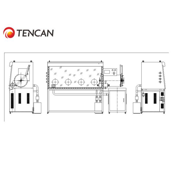 GBP1200D-8 Inert Double-Sided Laboratory Glove Box 8 Ports Gas Management System for Precise Oxygen Control