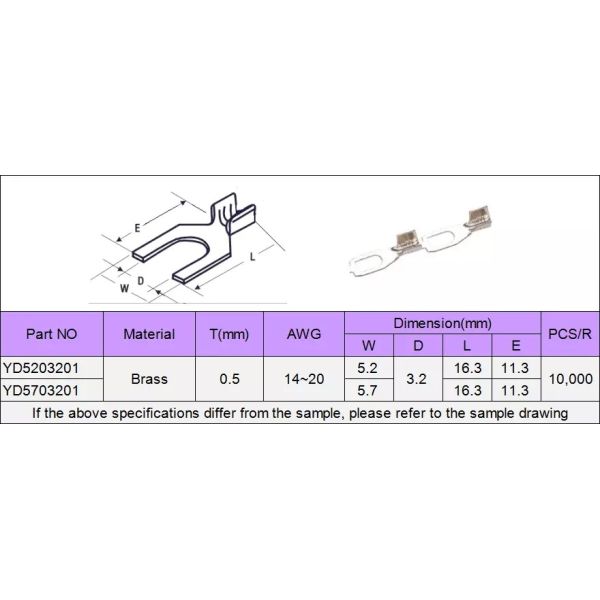 3.2mm Copper Tinned Y Type Electrical Crimp Terminals