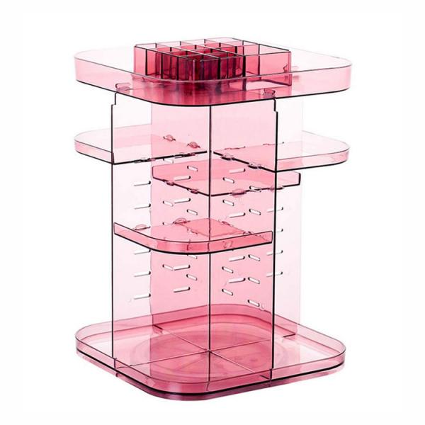 Quality Four layers non-folding cosmetics rack standing type 360 degree rotation makeup organizer for sale