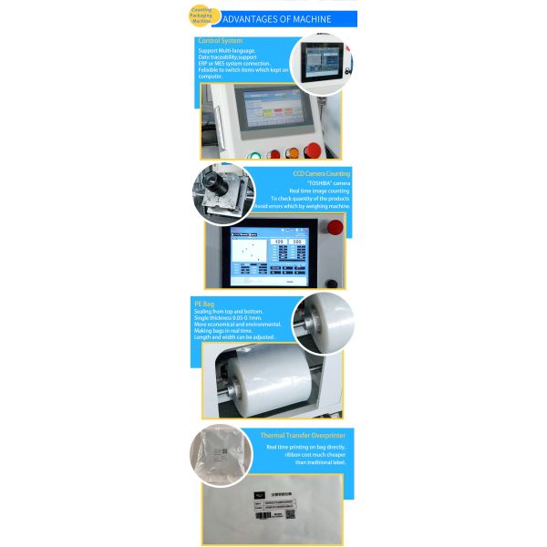 Automatic Counting Packing Machine 8000-10000pcs/min With Accuracy Connector Chip