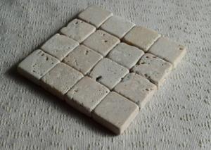 Buy cheap Beige Natural Travertine Coasters Birthday Decoration Items Tumbled Finish product