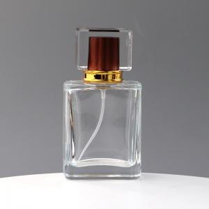 Buy cheap Spot Square Transparent Glass Perfume Bottle Acrylic Cover Spray Press Travel Separate Bottle Cosmetics Sample Bottle product