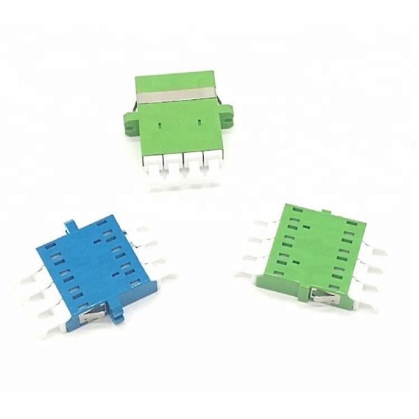 High Density Fiber Optic Connector LC APC 4cores Inner Shutter Quad LC To LC single mode fiber adapter, green color