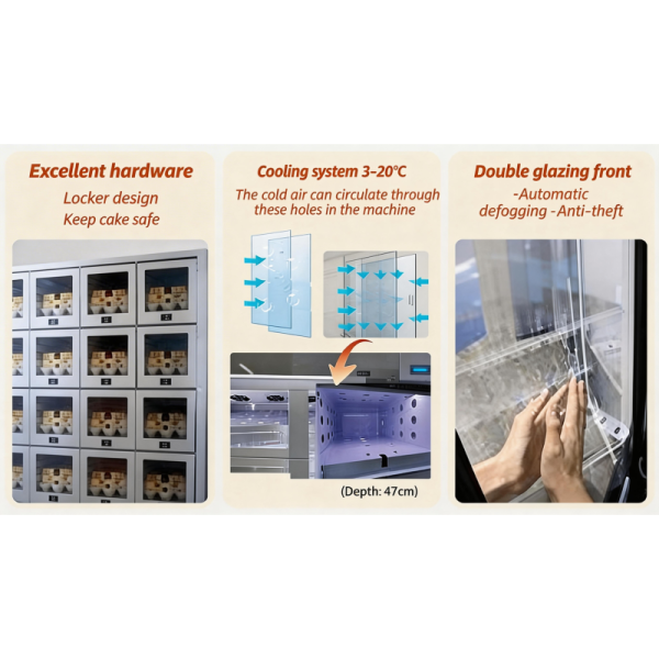 WEIMI Large Capacity Bread Cake Vending Machine with Customizable Lockers for Bakery Stores