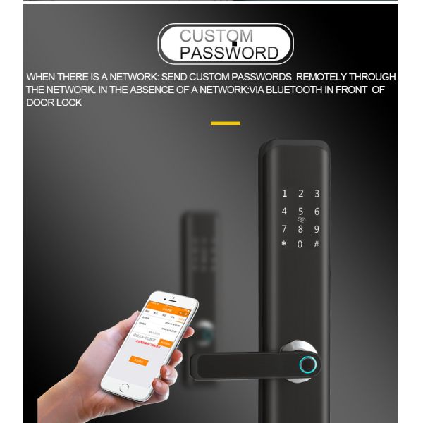 LCD Screen Fingerprint Scanner Door Lock Aluminum Alloy Electric Glass Doors